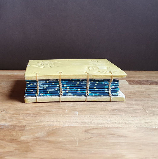 Journal Notebook - Ceramic hardback yellow handmade