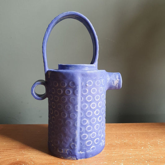 Rustic Stoneware Pourer with cobalt blue matte glaze _image