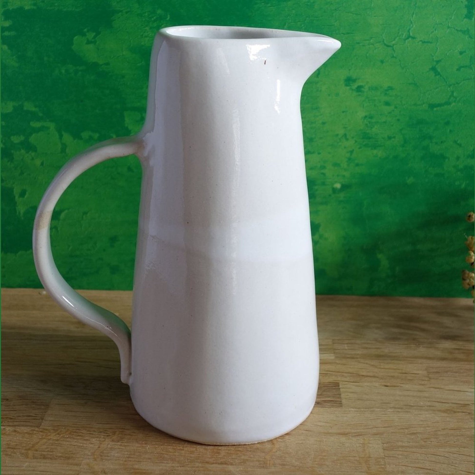 Pitcher Jug or vase handmade white stoneware _image