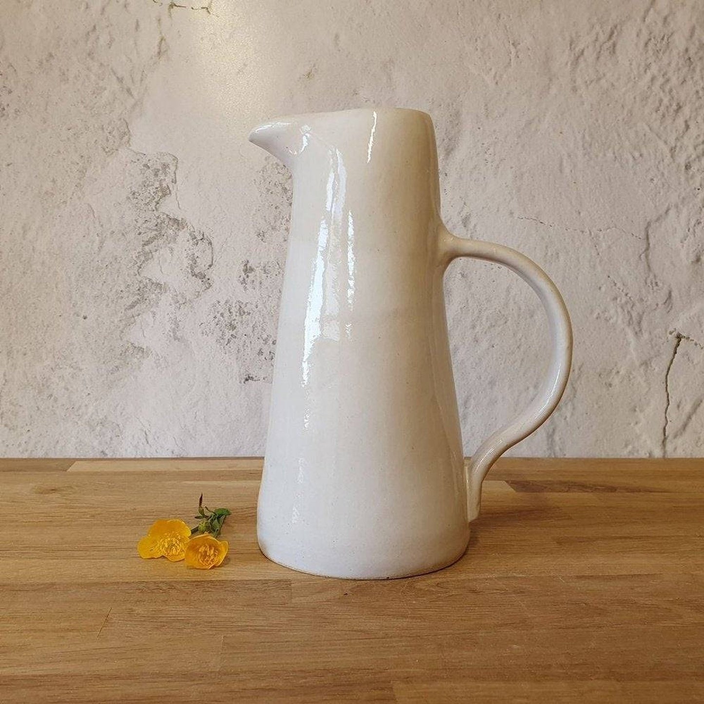 Handmade pottery jug white