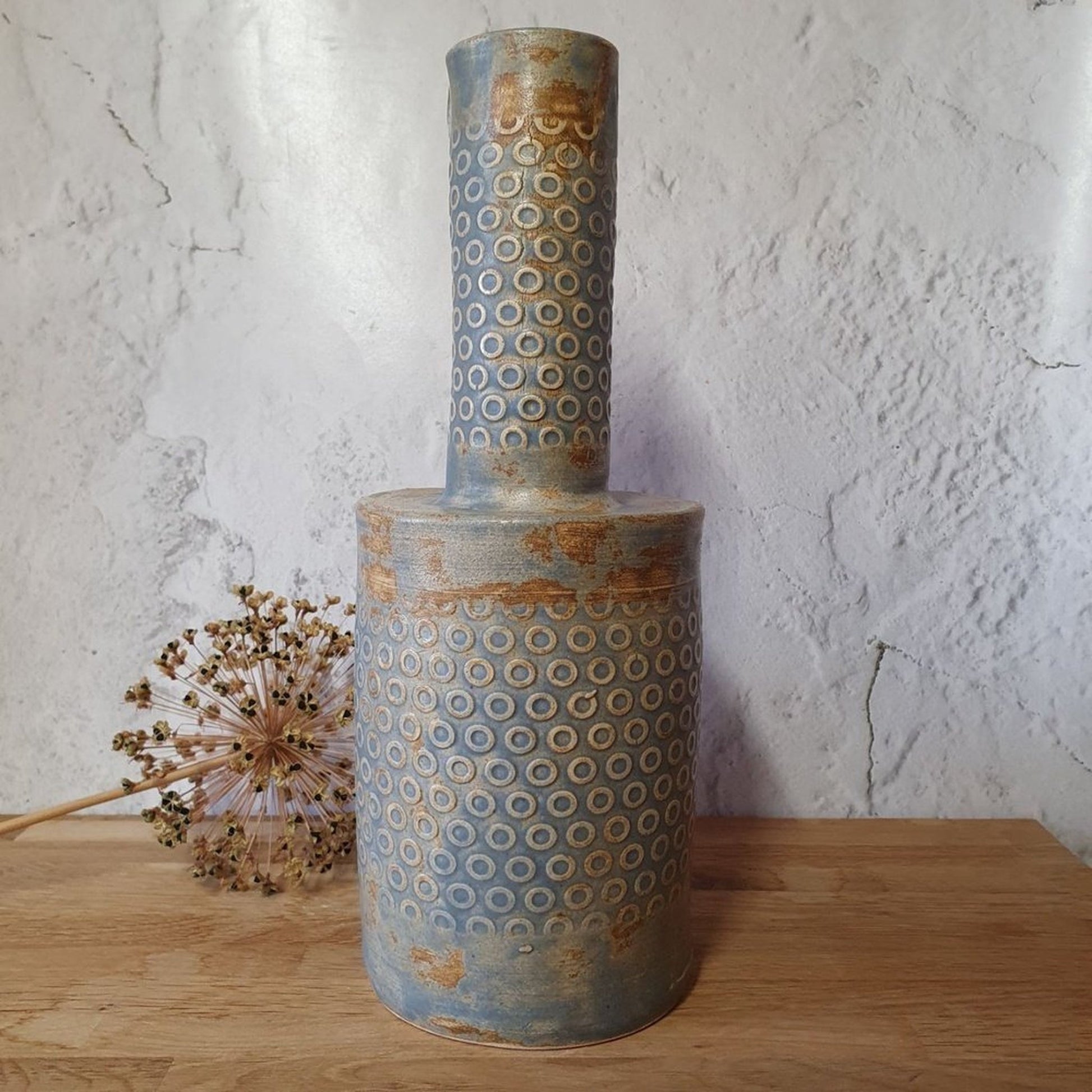 Handmade Stoneware blue bottle _image