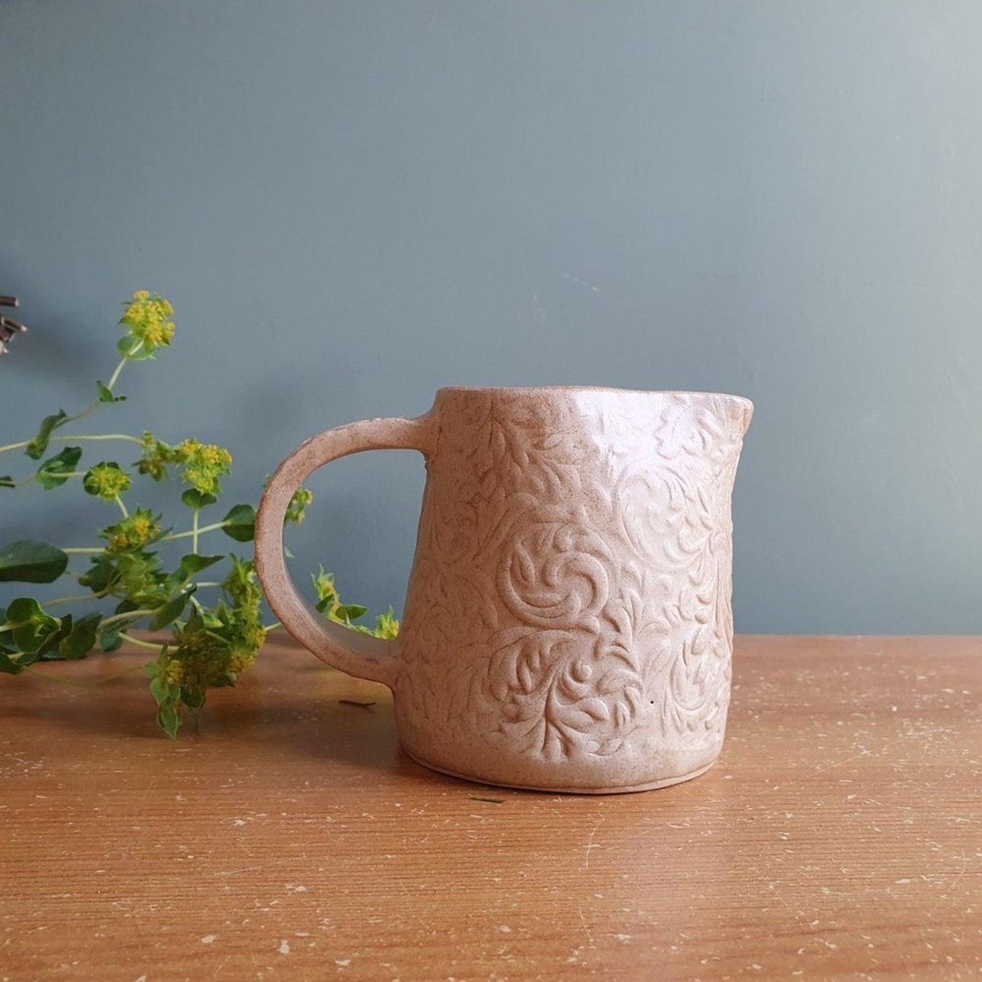 Small Jug or posy vase handmade beige stoneware _image