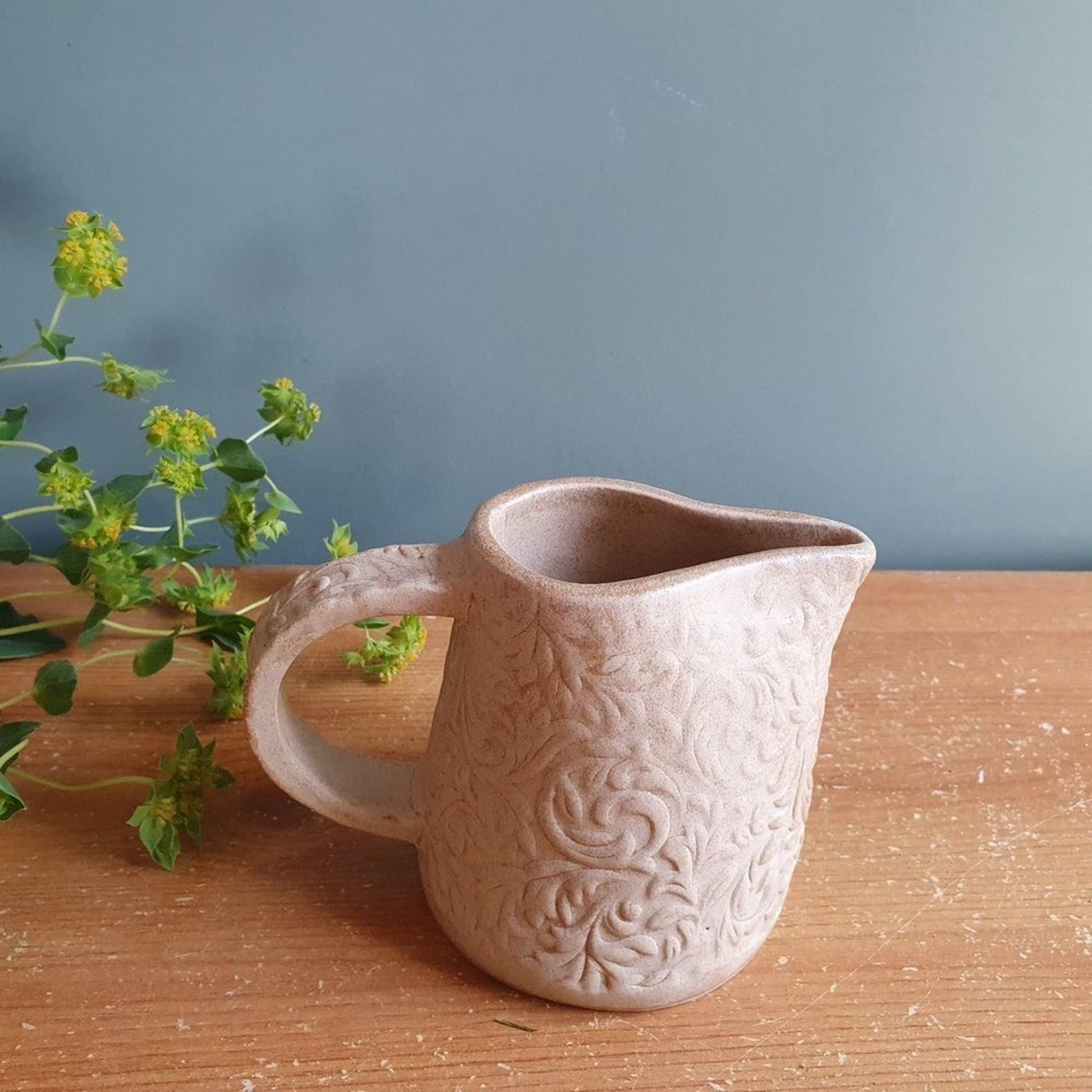 Small Jug or posy vase handmade beige stoneware _image