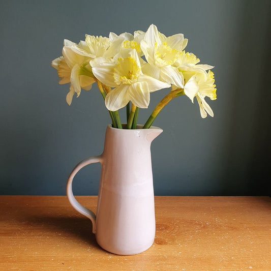 Jug or flower vase unique handmade ceramic white glaze _image