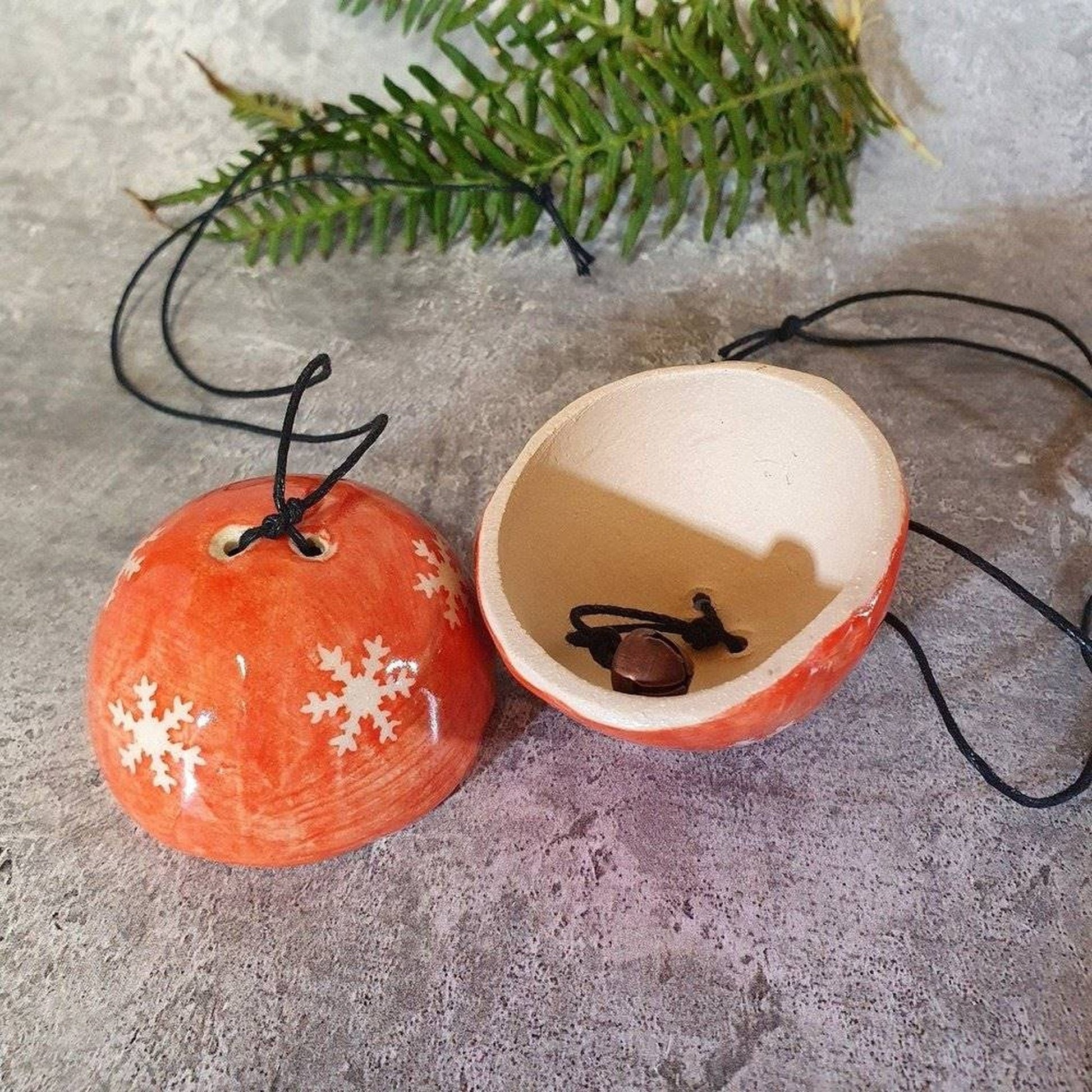 Handmade ceramic Christmas bell decoration