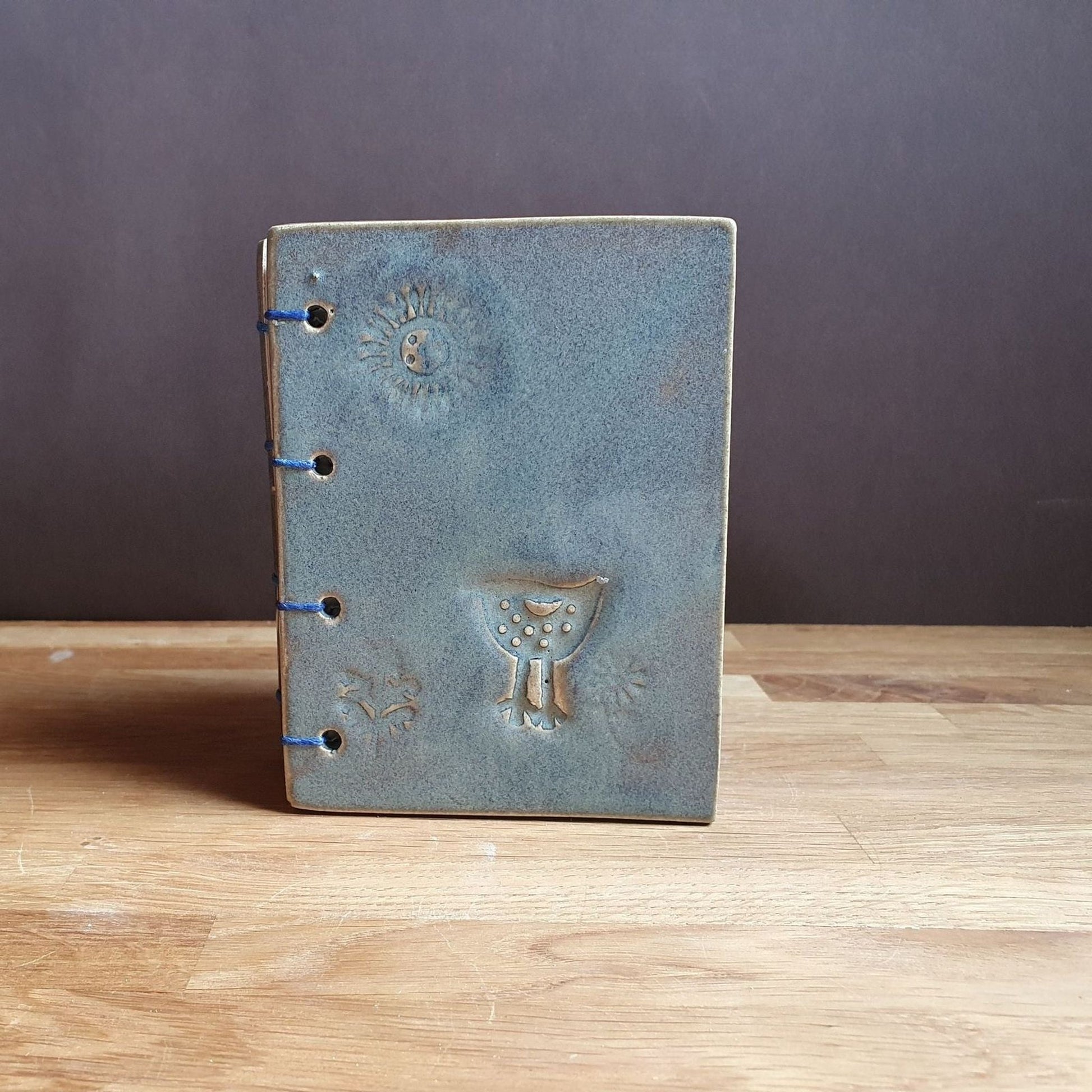 Journal Notebook - Ceramic hardback variegated blue handmade