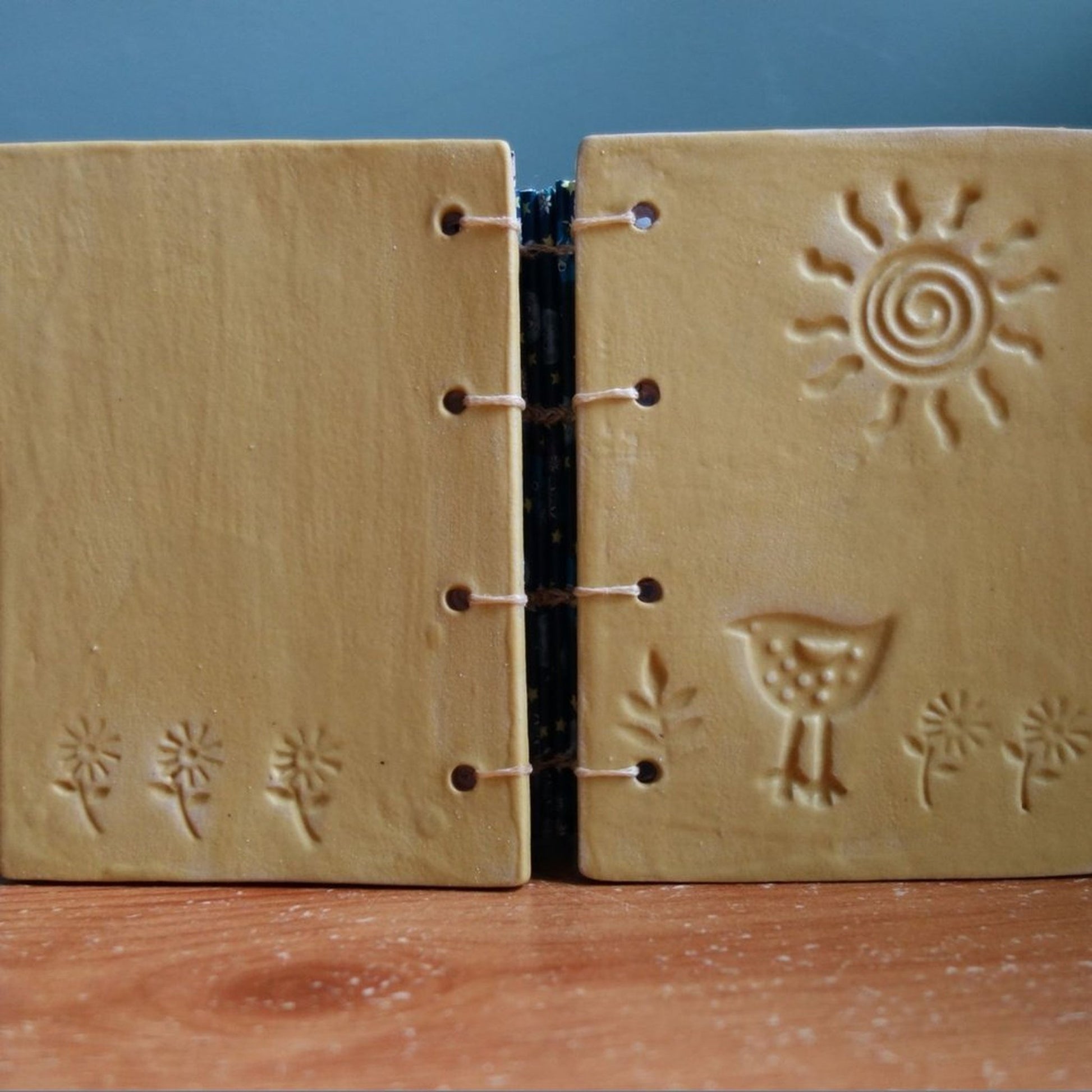 Journal Notebook - Ceramic hardback yellow handmade _image