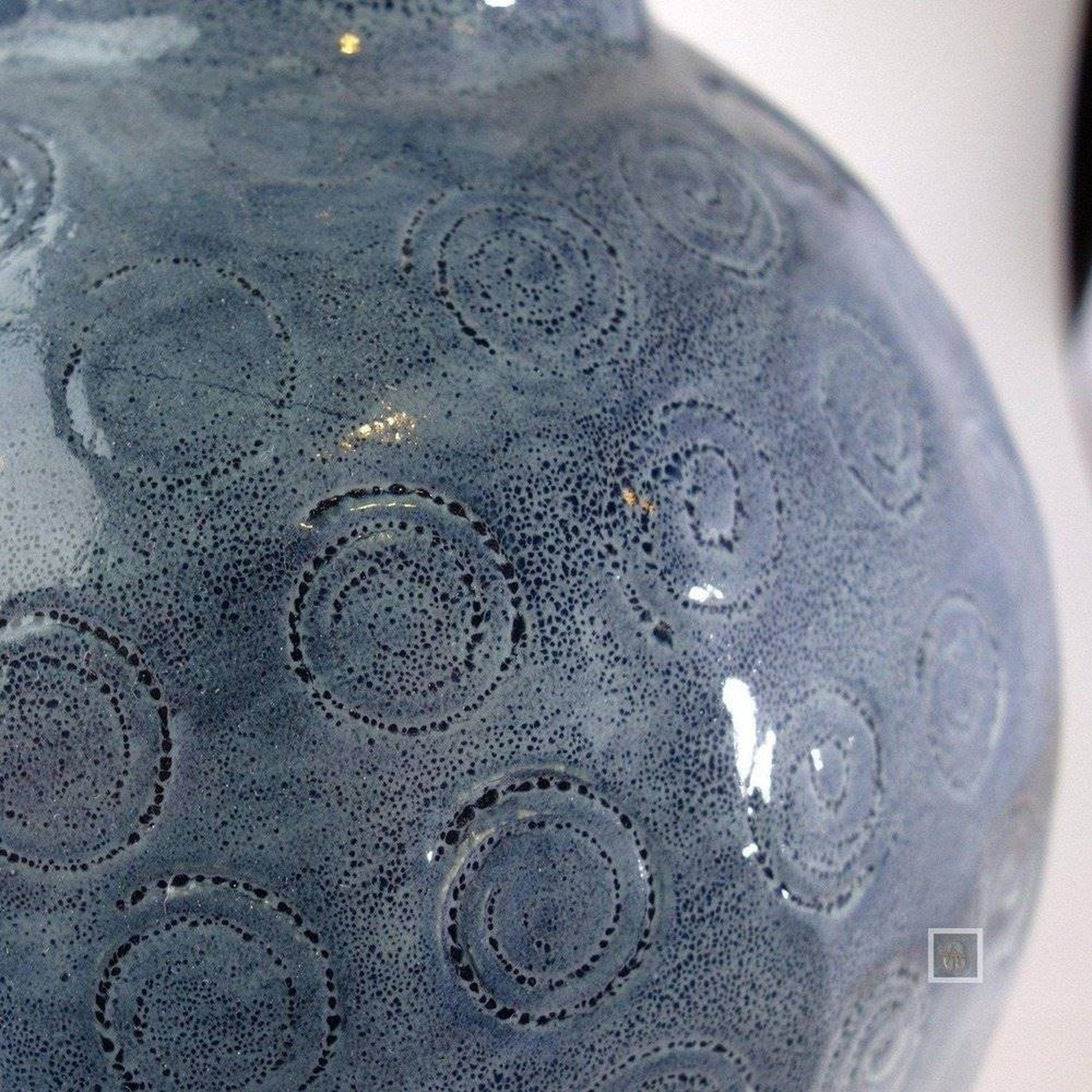 Moon Jar, Large blue handmade ceramic pottery jar