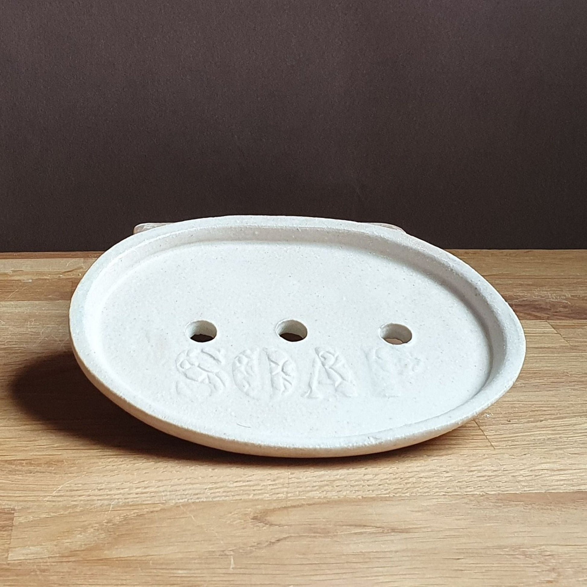 SOAP Dish soft white handmade stoneware