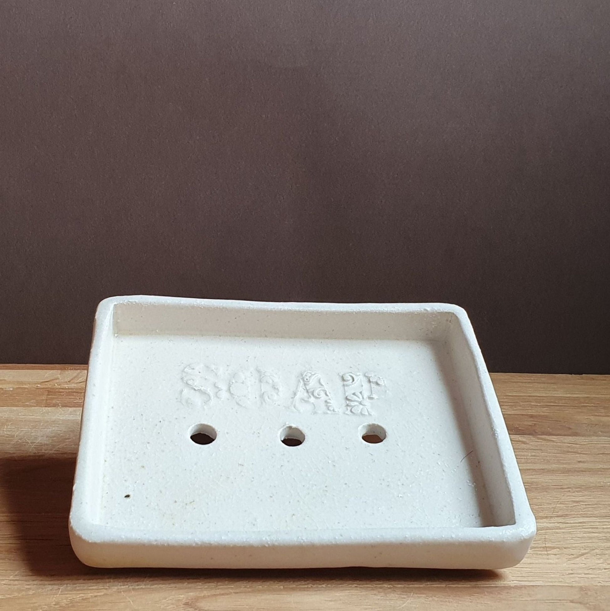 SOAP Dish soft white handmade stoneware