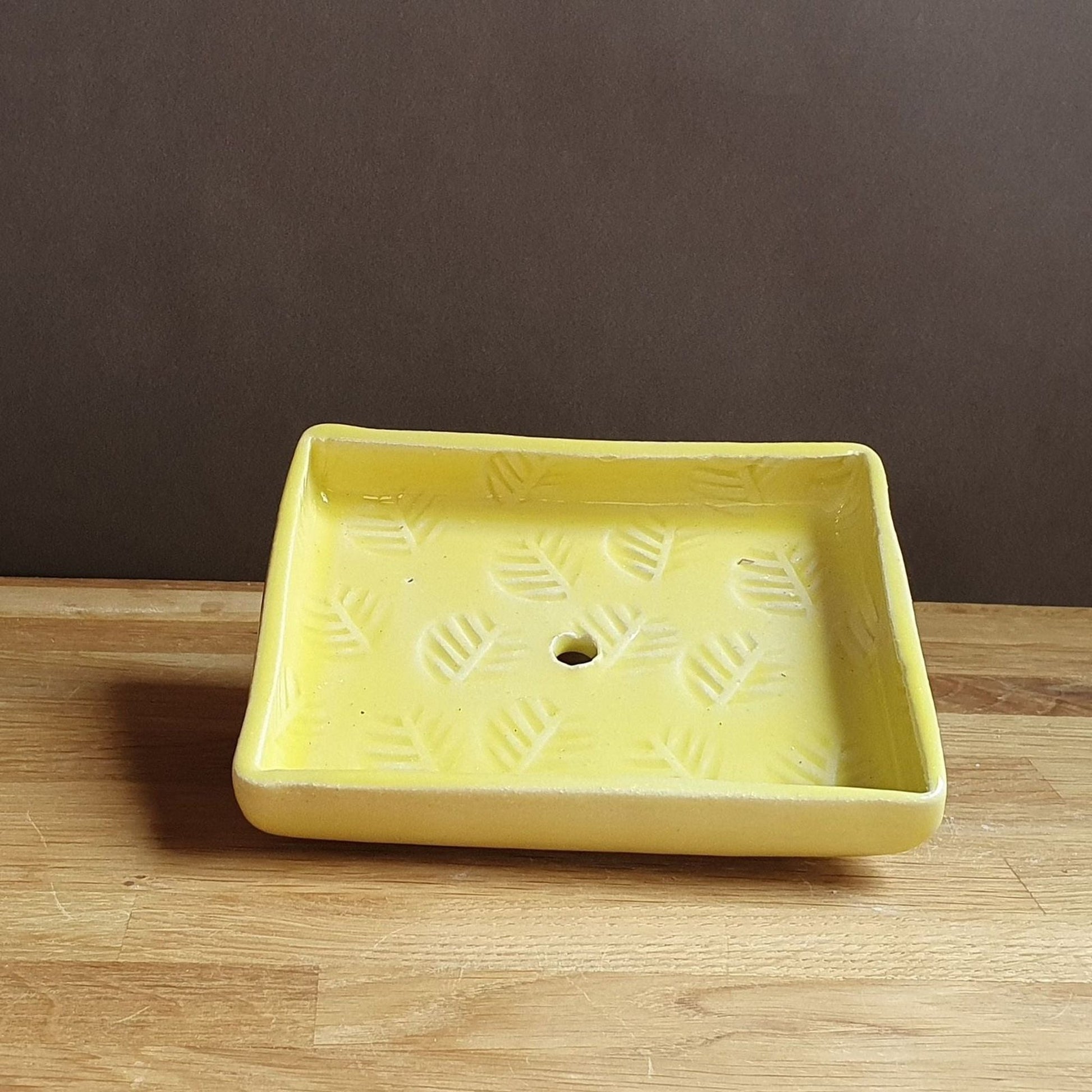 Soap Dish Bright Yellow Handmade Stoneware