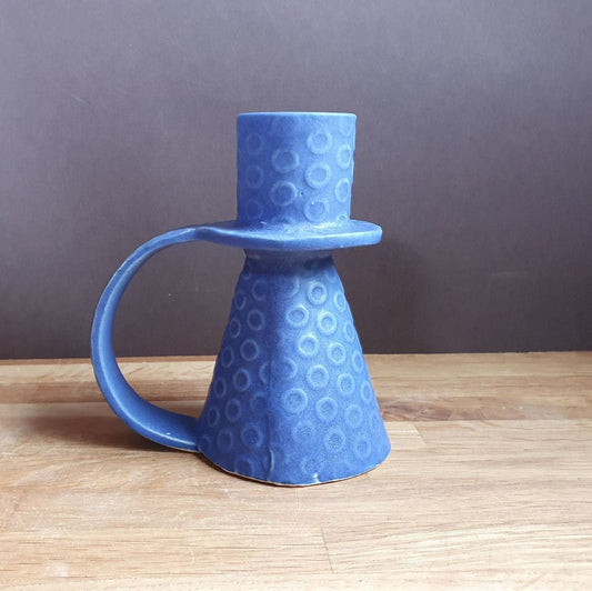 Candle holder in vibrant cobalt blue handmade stoneware _image