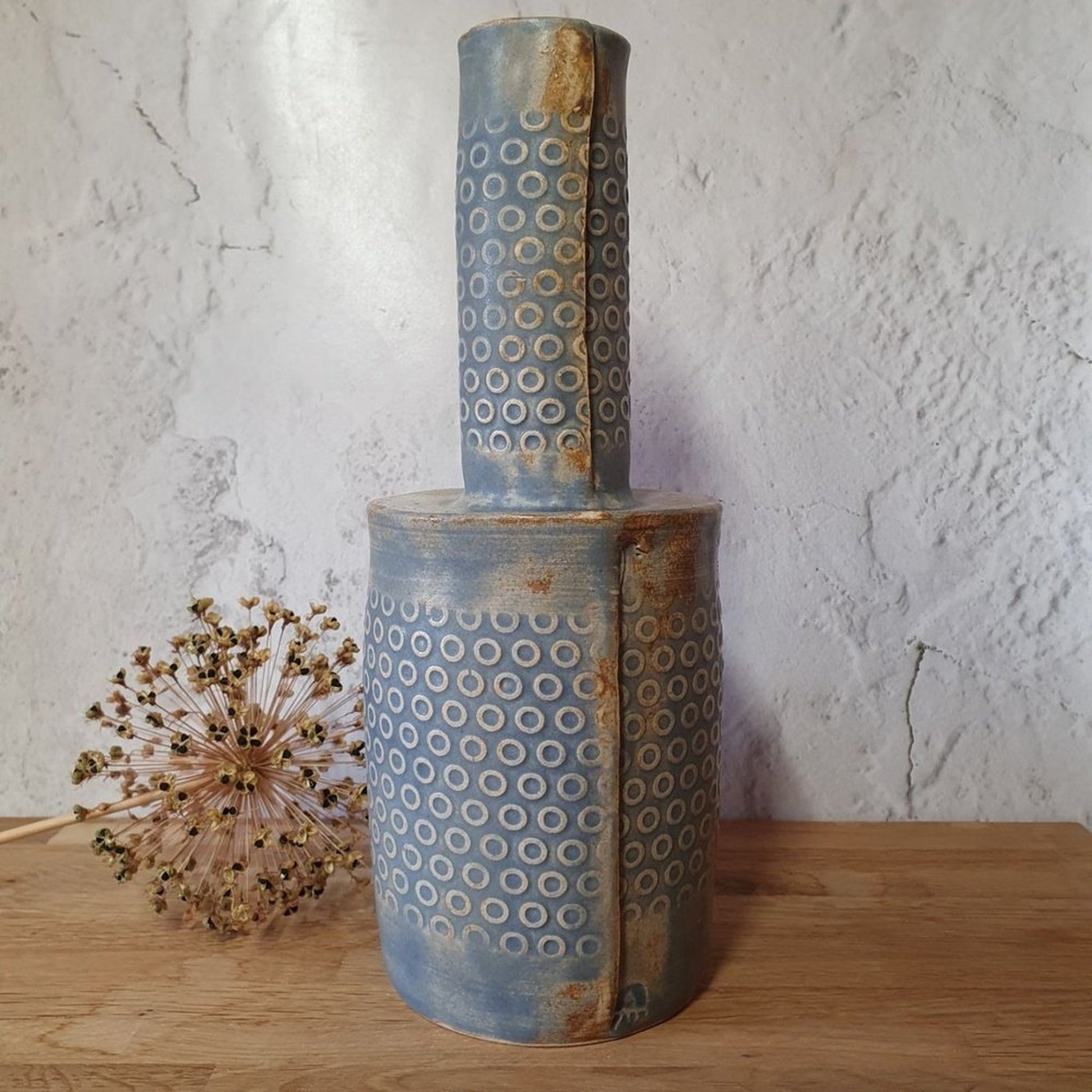 Handmade Stoneware blue bottle _image