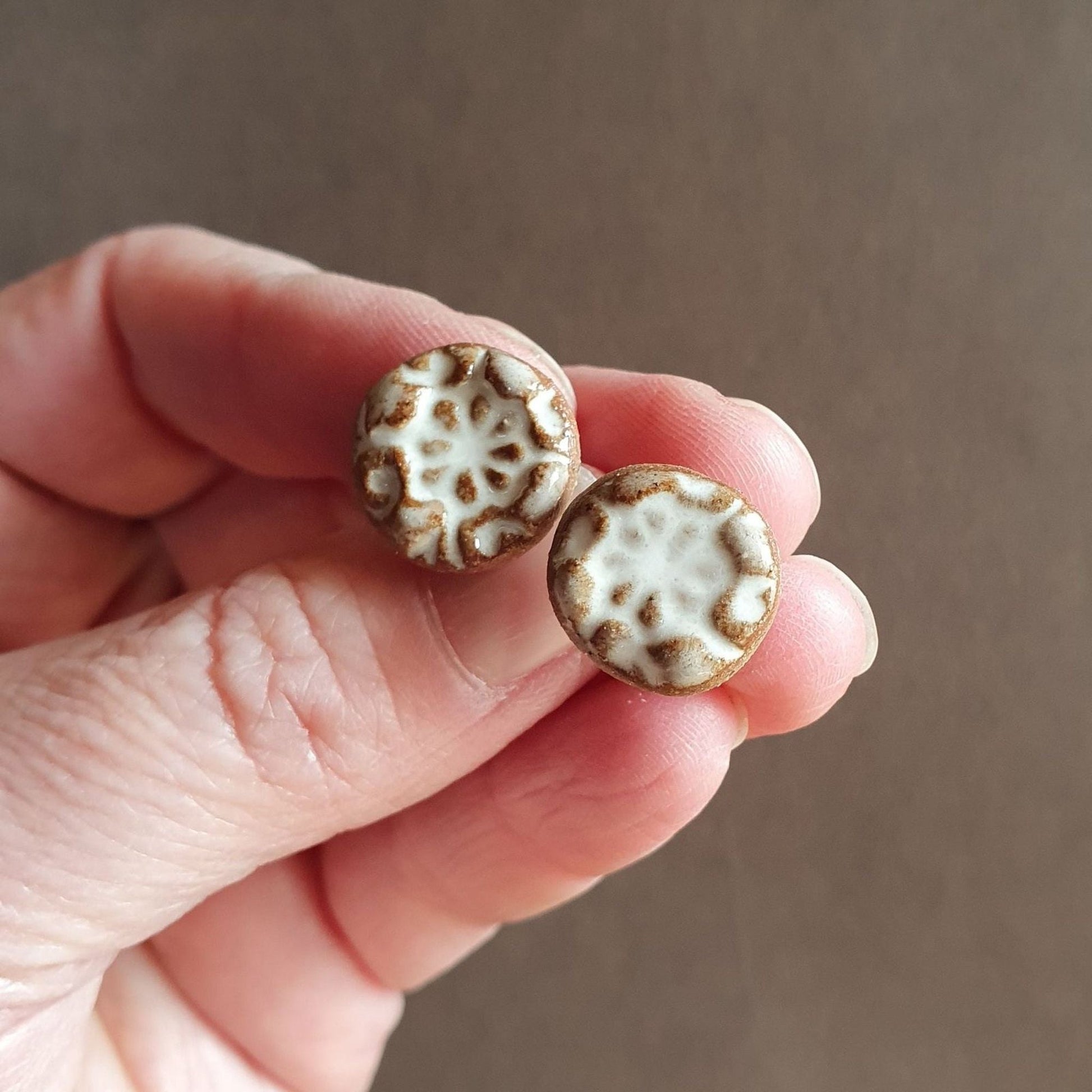stoneware rustic pottery ear studs