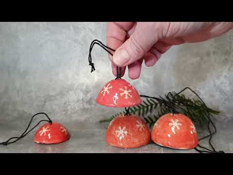 Little red ceramic christmas bells video