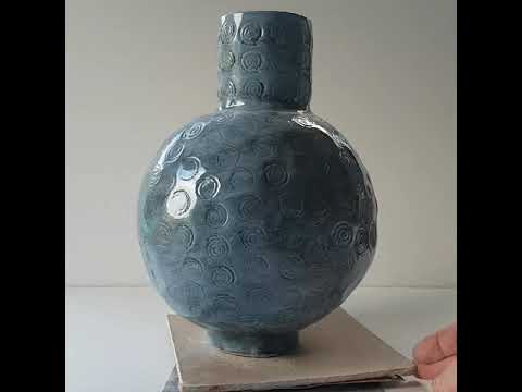 Stoneware blue moon jar video